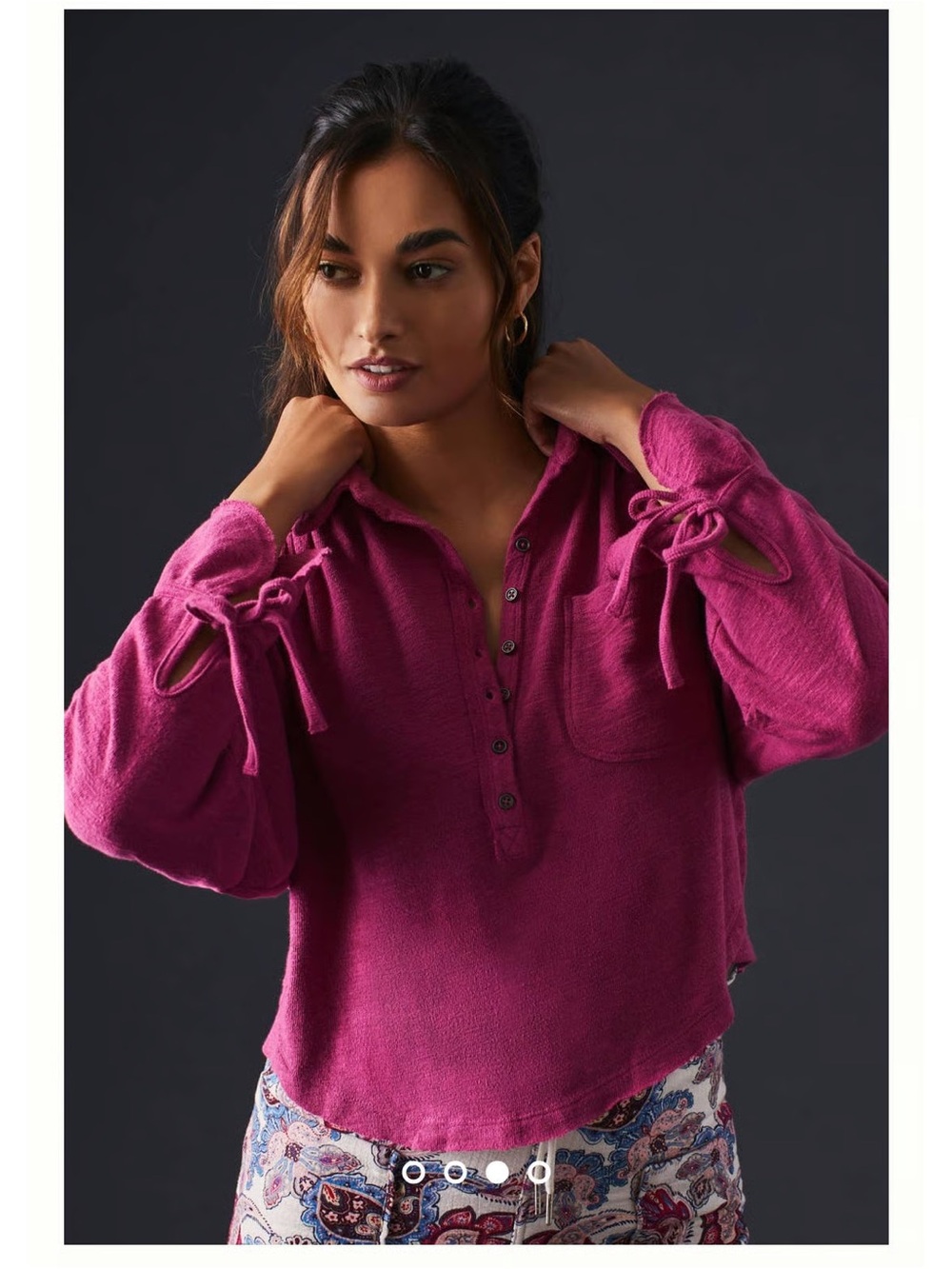 Pilcro Anthropologie magenta puff sleeve top size XXS